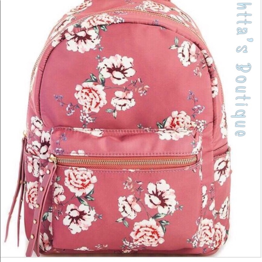 Pink floral backpack